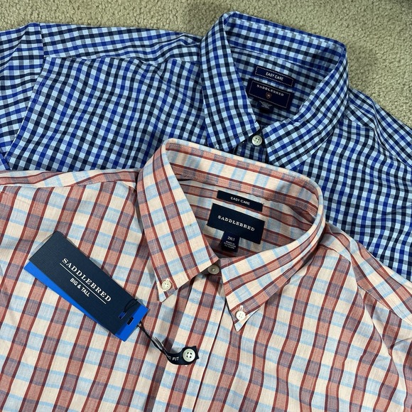 Saddlebred Other - Big & Tall 2XL Saddlebred Button Up Long Sleeve Men Shirt NWT Easy Care LOT OF 2